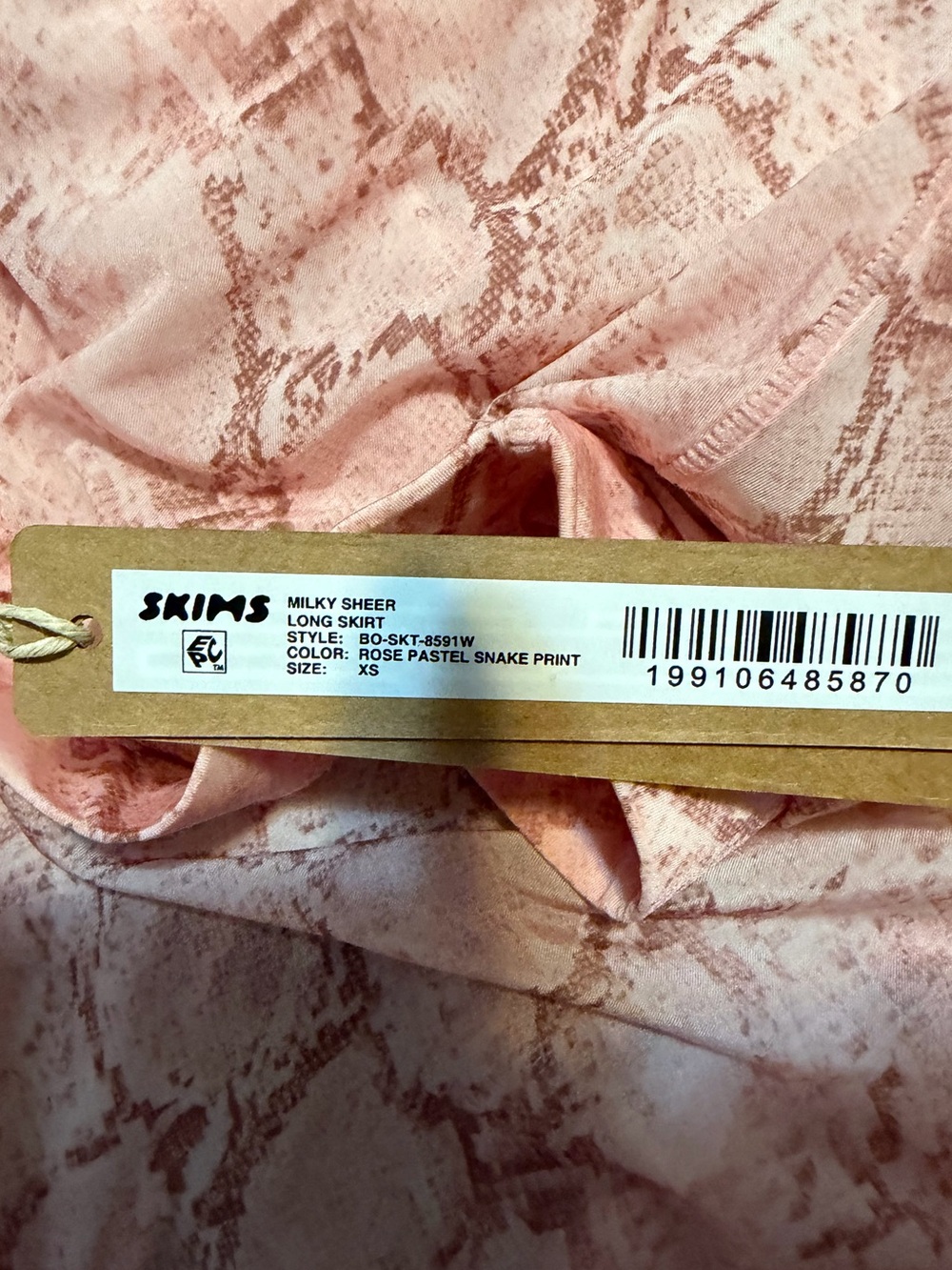 Skims Milky Sheer Long Skirt in Rose Pastel Snakeprint Size XS NWT - Picture 6 of 6